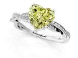 White gold Fancy Yellow Heart  Solitaire Twisted Pave Diamond Ring with Four-Prong Setting_153