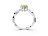 White gold Fancy Yellow Heart  Solitaire Twisted Pave Diamond Ring with Four-Prong Setting_155
