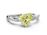 White gold Fancy Yellow Heart  Solitaire Twisted Pave Diamond Ring with Four-Prong Setting_156