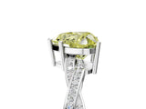 White gold Fancy Yellow Heart  Solitaire Twisted Pave Diamond Ring with Four-Prong Setting_161
