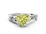 White gold Fancy Yellow Heart  Solitaire Vine Band with Milgrain Prong Setting_3