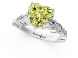 White gold Fancy Yellow Heart  Solitaire Vine Band with Milgrain Prong Setting_4