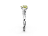 White gold Fancy Yellow Heart  Solitaire Vine Band with Milgrain Prong Setting_5