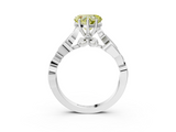White gold Fancy Yellow Heart  Solitaire Vine Band with Milgrain Prong Setting_6