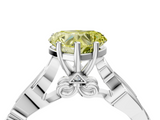 White gold Fancy Yellow Heart  Solitaire Vine Band with Milgrain Prong Setting_7