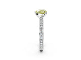 White gold Fancy Yellow Heart  Solitaire with Pavé Band and Four-Prong Setting_303