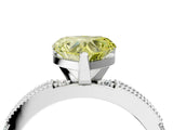 White gold Fancy Yellow Heart  Solitaire with Pavé Band and Four-Prong Setting_305