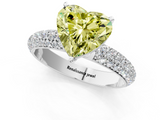 White gold Fancy Yellow Heart  Solitaire with Pave Band and Four-Prong Setting_4