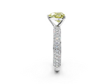 White gold Fancy Yellow Heart  Solitaire with Pave Band and Four-Prong Setting_5