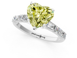 White gold Fancy Yellow Heart  Solitaire with Side Baguettes and Channel Set Band_46