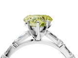 White gold Fancy Yellow Heart  Solitaire with Side Baguettes and Channel Set Band_49