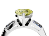 White gold Fancy Yellow Heart  Solitaire with Tapered Baguette Side Stones on a Classic Band with Four-Prong Setting_59