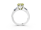 White gold Fancy Yellow Heart  Solitaire with Tapered Baguette Side Stones on a Classic Band with Four-Prong Setting_62