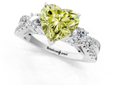 White gold Fancy Yellow Heart  Three-Stone Diamond Ring with Pavé Split Shank and Four-Prong Setting_89