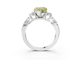 White gold Fancy Yellow Heart  Three-Stone Diamond Ring with Pavé Split Shank and Four-Prong Setting_91