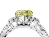 White gold Fancy Yellow Heart  Three-Stone Diamond Ring with Pavé Split Shank and Four-Prong Setting_92