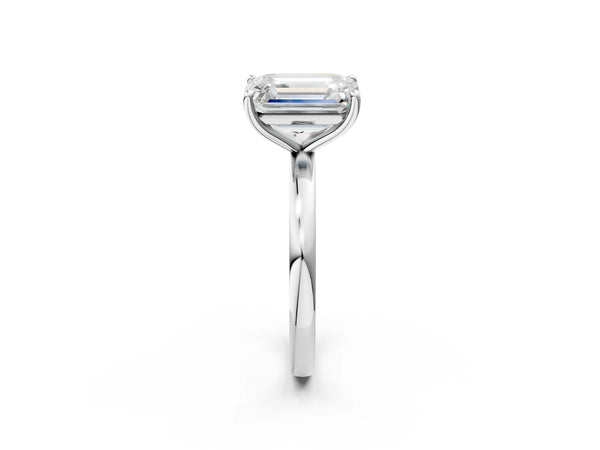 Platinum Fancy Yellow Heart  and Emerald Cut Toi Moi Ring with Prong Setting