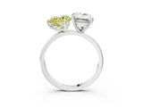 White gold Fancy Yellow Heart  and Emerald Cut Toi Moi Ring with Prong Setting_49