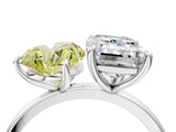 White gold Fancy Yellow Heart  and Emerald Cut Toi Moi Ring with Prong Setting_50