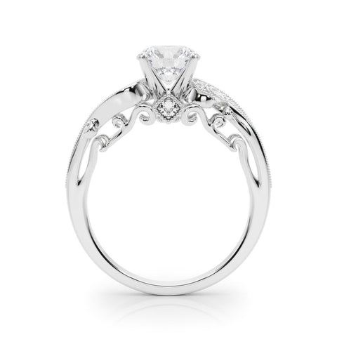 White gold Fancy Yellow Heart cut Solitaire with Milgrain Pave Band and Four-Prong Setting 2