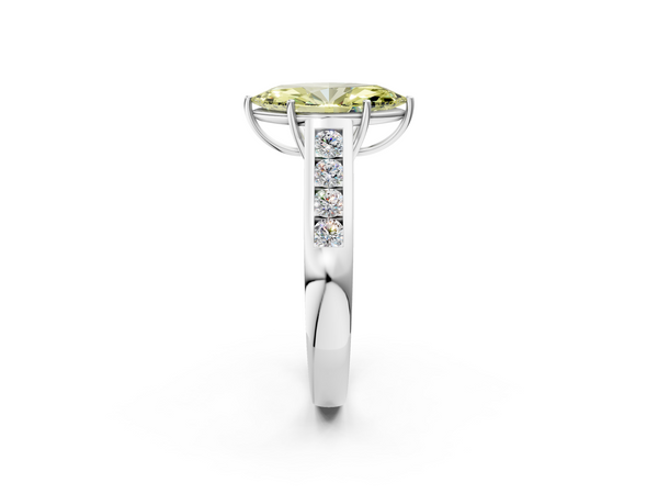 Platinum Fancy Yellow Marquise  Brilliant Channel-Set Solitaire Ring with Four-Prong Setting
