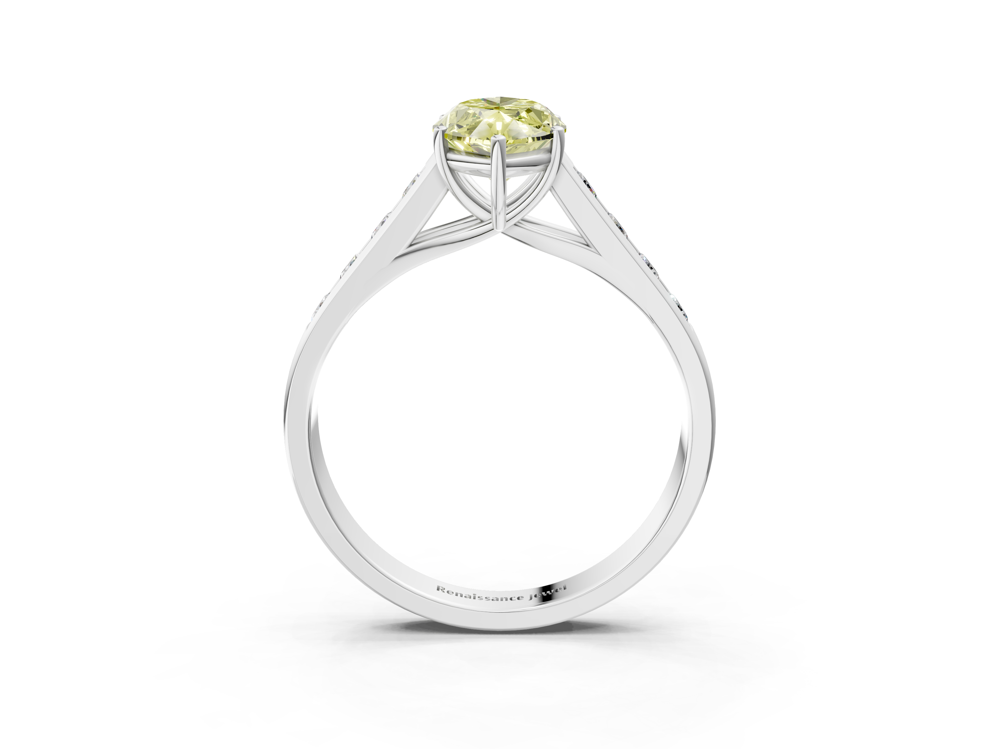 White gold Fancy Yellow Marquise  Brilliant Channel-Set Solitaire Ring with Four-Prong Setting_20