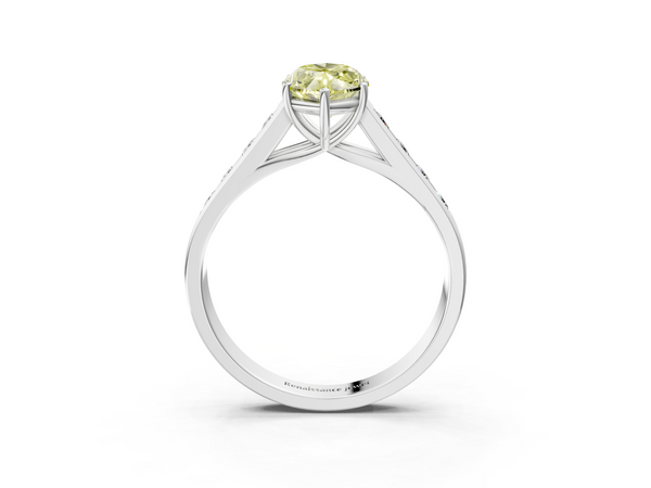 Platinum Fancy Yellow Marquise  Brilliant Channel-Set Solitaire Ring with Four-Prong Setting