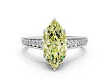 White gold Fancy Yellow Marquise  Brilliant Cut Diamond Engagement Ring with Pavé Band and Four-Prong Setting_29