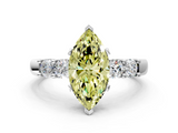 White gold Fancy Yellow Marquise  Brilliant Cut Diamond Five-Stone Prong Set Engagement Ring with Channel Band
