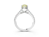 White gold Fancy Yellow Marquise  Brilliant Diamond Solitaire with Pavé Band and Four-Prong Setting 4