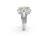 White gold Fancy Yellow Marquise  Brilliant Flower Halo Diamond Split Shank Ring_89