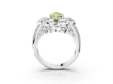 White gold Fancy Yellow Marquise  Brilliant Flower Halo Diamond Split Shank Ring_90