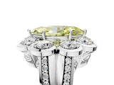 White gold Fancy Yellow Marquise  Brilliant Flower Halo Diamond Split Shank Ring_92
