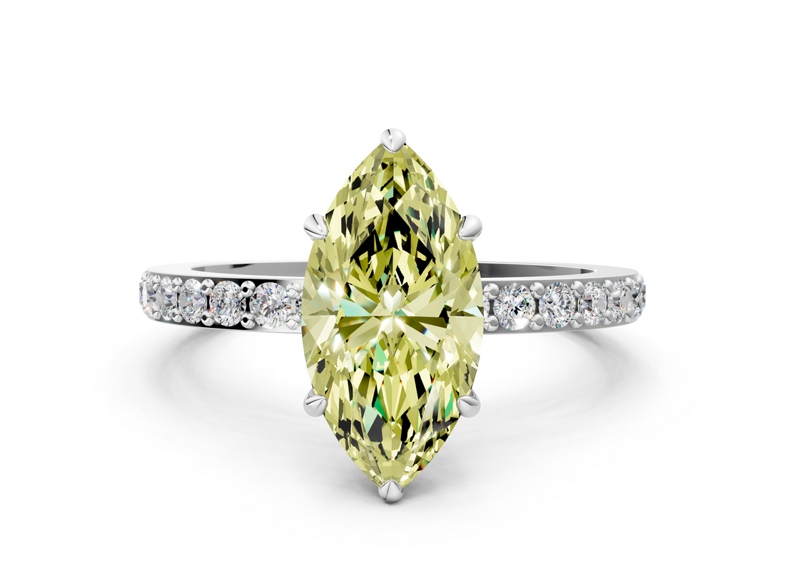 White gold Fancy Yellow Marquise  Brilliant Pavé Band Solitaire with Four-Prong Setting_17