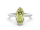 White gold Fancy Yellow Marquise  Brilliant Solitaire Engagement Ring with Six-Prong Setting and Classic Band