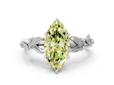White gold Fancy Yellow Marquise  Brilliant Solitaire with Leaf Motif Band and Four-Prong Setting_33