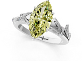 White gold Fancy Yellow Marquise  Brilliant Solitaire with Leaf Motif Band and Four-Prong Setting_34