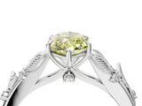 White gold Fancy Yellow Marquise  Brilliant Solitaire with Leaf Motif Band and Four-Prong Setting_35
