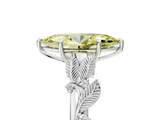 White gold Fancy Yellow Marquise  Brilliant Solitaire with Leaf Motif Band and Four-Prong Setting_38