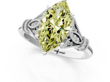 White gold Fancy Yellow Marquise  Brilliant Solitaire with Pave Band and Four-Prong Setting_1