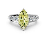 White gold Fancy Yellow Marquise  Brilliant Solitaire with Side Stones on a Pave Band and Four-Prong Setting_30
