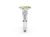 White gold Fancy Yellow Marquise  Brilliant Solitaire with Side Stones on a Pave Band and Four-Prong Setting_32