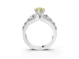 White gold Fancy Yellow Marquise  Brilliant Solitaire with Side Stones on a Pave Band and Four-Prong Setting_33