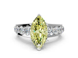 White gold Fancy Yellow Marquise  Brilliant Solitaire with Side Stones on a Pave Band and Four-Prong Setting_53