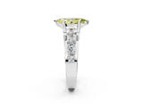 White gold Fancy Yellow Marquise  Brilliant Solitaire with Side Stones on a Pave Band and Four-Prong Setting_55