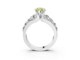 White gold Fancy Yellow Marquise  Brilliant Solitaire with Side Stones on a Pave Band and Four-Prong Setting_56