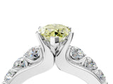 White gold Fancy Yellow Marquise  Brilliant Solitaire with Side Stones on a Pave Band and Four-Prong Setting_57