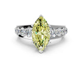 White gold Fancy Yellow Marquise  Brilliant Solitaire with Side Stones on a Pave Band and Four-Prong Setting_84