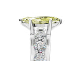 White gold Fancy Yellow Marquise  Brilliant Solitaire with Side Stones on a Pave Band and Four-Prong Setting_89