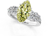 White gold Fancy Yellow Marquise  Cluster Diamond Engagement Ring with Pavé Band and Four-Prong Setting_1